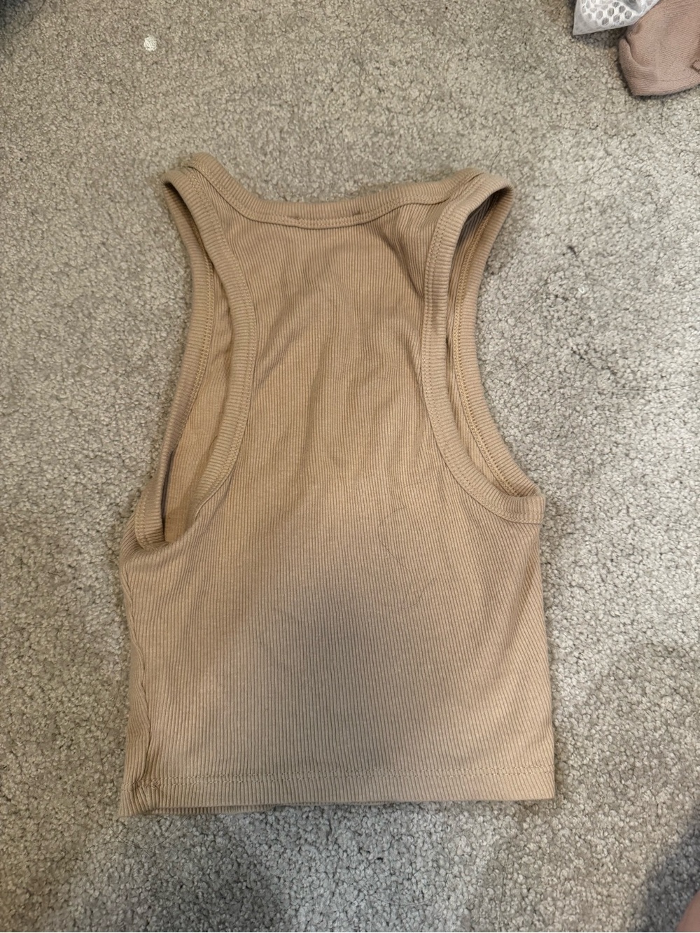 Zara Beige Ribbed Racerback Crop Tank - Picture 2 of 2
